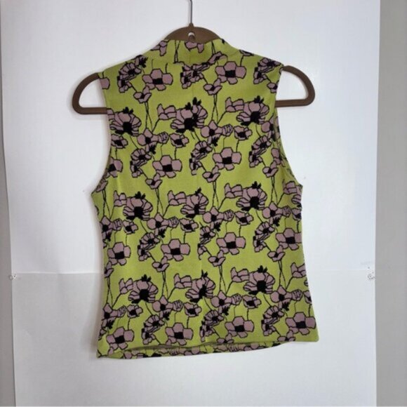 Zara Women’s Large Jacquard Top Tank Fitted High Neck Sleeveless Office Floral - Picture 9 of 9